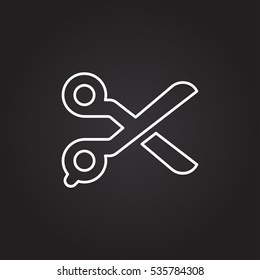 Scissors symbol isolated on black background

