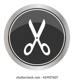 Scissors symbol on a black background. Vector illustration.