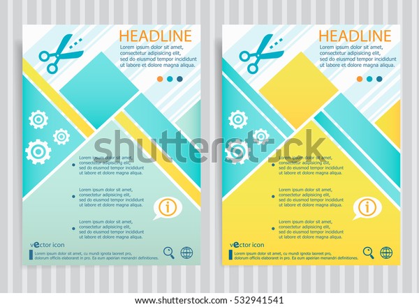 Scissors symbol on vector brochure flyer\
design layout template. Business modern\
template
