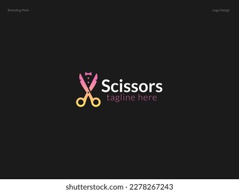 Plantilla de diseño de logotipo de tiras de tijera
