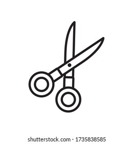 icono de herramienta tijeras sobre fondo blanco, estilo de línea, ilustración vectorial