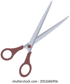 Scissors, tool made of blades and plastic handles. Equipment for creativity, cutting materials. Iron scissors with green handles isolated on white background. Sharp cutting tool, shears, clippers