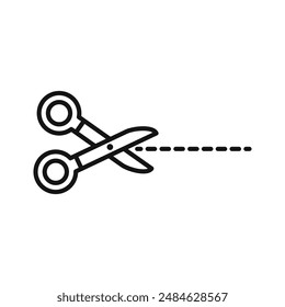 Scissors trim cut icon Black line art vector