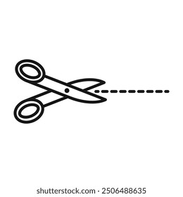 Scissors trim cut icon Black line art vector logo
