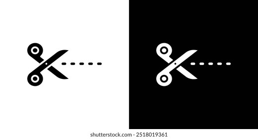 Scissors trim cut icon Flat fill set collection