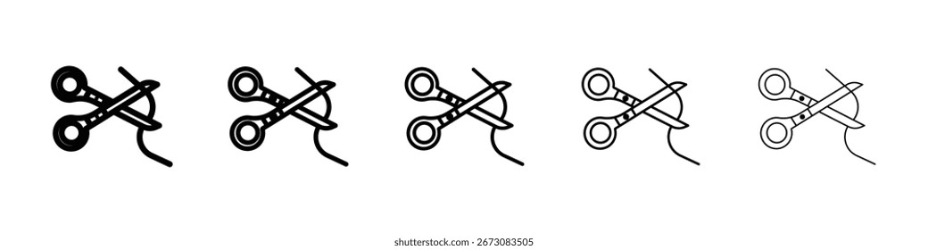 Vector aislado del icono del corte de las tijeras en el sistema blanco del fondo