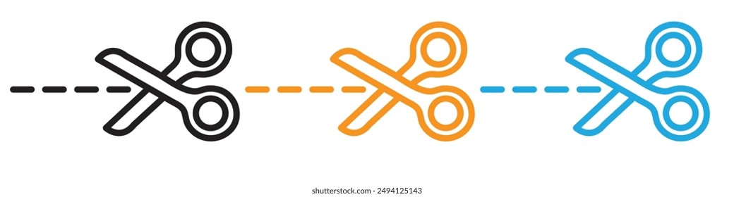 Scissors trim cut icon vector logo set collection for web app ui