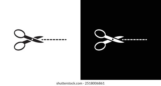 Scissors trim cut icon Vector flat thin line illustration