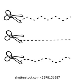 Scissors, trim line icons set. Vector illustration. EPS 10.