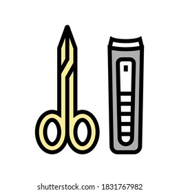 Schere und Pinzette Farbe Symbol Vektorgrafik. Schere und Pinzette. einzelne Symbolillustration