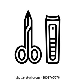 scissors and tweezers line icon vector. scissors and tweezers sign. isolated contour symbol black illustration