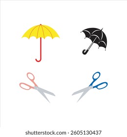 Scissors, umbrella, and sewing kit