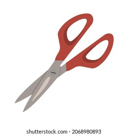 Scissors are usually used to cut thin materials, such as paper, paperboard, metal foil, textiles, ropes, cables vector illustrations