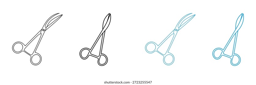 Tijeras en varios estilos de línea para las necesidades de corte y elaboración. Línea de herramientas de corte de tijeras e iconos de glifos. Icono sólido de tijeras, concepto de herramientas de barbero. 