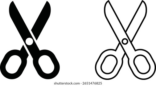 Scissors in various styles. The icon is isolated on a white background