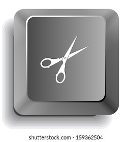 Scissors. Vector computer key.