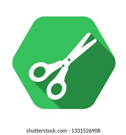 scissors vector green icon in modern flat style isolated. scissors support is good for your web design.