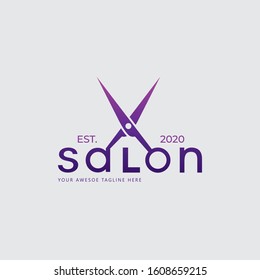 Scissors vector, hair salon logo template design, Hair cutting service.