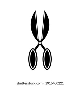 icono vectorial de tijeras. Ilustración de tijeras negras sobre fondo blanco. Icono de belleza lineal de contorno.