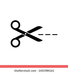 Scissors vector icon, cut symbol. Simple, flat design for web or mobile app