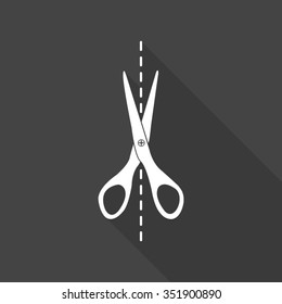 scissors vector icon with long shadow