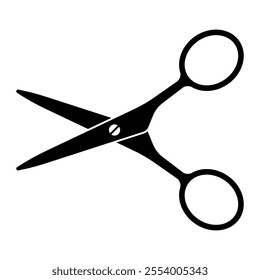 Scissors vector icon. Minimalist cutting tool illustration for graphic design, web, and print. Black silhouette isolated on white background.