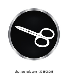 scissors - vector icon on a black button