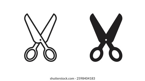 Scissors vector icon set in black color.