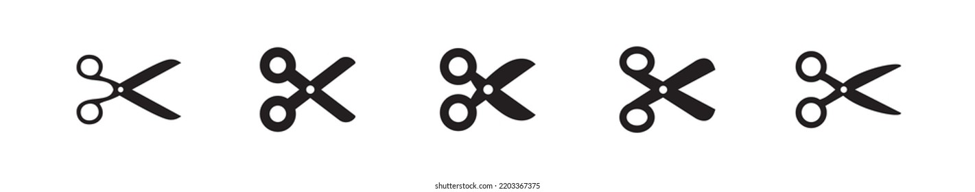 Scissors vector icon set. Pictogram of scissor. Symbol of cutting.