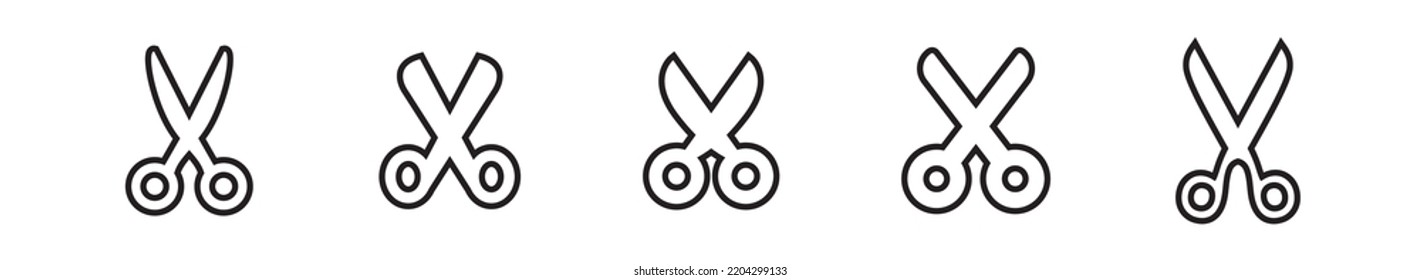 Scissors vector icon set. Pictogram of scissor. Symbol of cutting.