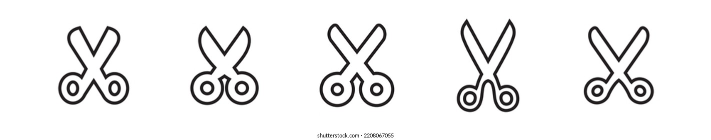 Scissors vector icon set. Pictogram of scissor. Symbol of cutting.