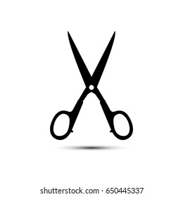 Scissors vector icon silhouette illustration isolated on white background