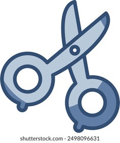 scissors vector icon transparent background. replaceable blue color design
