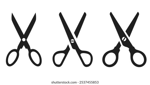 Scissors vector icons set isolated on white background