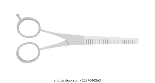 Scissors vector illustration. Cartoon isolated professional beauty tool, instrument of hairdresser to cut hair and grooming in barbershop, office paper cutter with pair of metal handles and blades