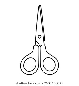 Scissors vector illustration. Hand-drawn stationery tool in doodle style. Black line art isolated on white background.