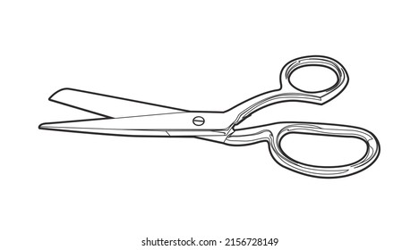 Scissors vector illustration. Vector isolated black and white linear illustration