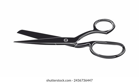 Scissors vector illustration. Vector isolated black and white linear illustration
