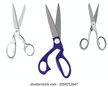 Scissors vector illustration set. Vector illustration scissor equipment on white background. Isolated scissors vector.