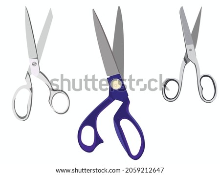 Scissors vector illustration set. Vector illustration scissor equipment on white background. Isolated scissors vector.