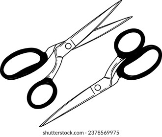 scissors vector line art drawing