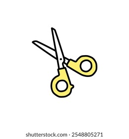 scissors with vector line art and yellow colour
