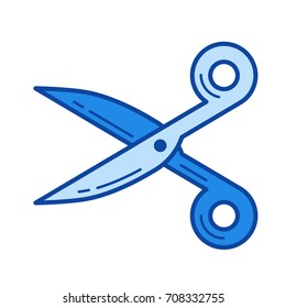 Scissors vector line icon isolated on white background. Scissors line icon for infographic, website or app. Blue icon designed on a grid system.
