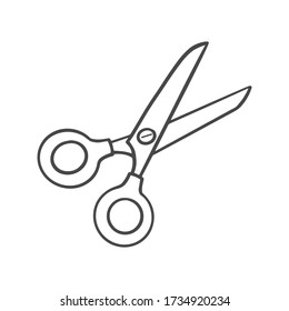 Scissors. Vector linear sign. Doodle style illustration