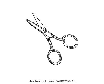 Vector de tijeras con estilo de contorno, contorno negro sobre fondo blanco