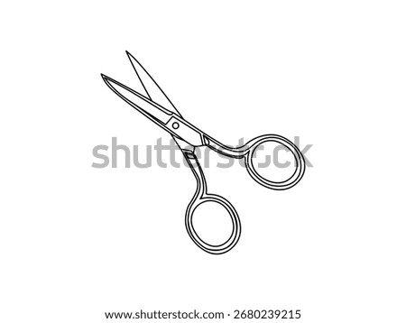 scissors vector with outline style, black outline on white background