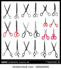 Scissors vector silhouette collection. Collection of different scissor types.