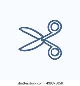 Scissors vector sketch icon isolated on background. Hand drawn Scissors icon. Scissors sketch icon for infographic, website or app.