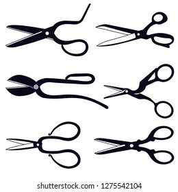 Scissors vintage isolated on white background. silhouette Vector illustration