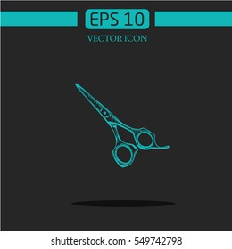 scissors vintage.drawn. icon on dark background.logo design.graphic image.simple icon for web.sketch